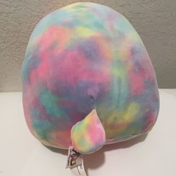 Squishmallows 11” Candy Rainbow Tie Dye Bunny w/ Fur 2021 Easter Collection NEW. - Picture 4 of 7